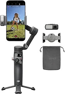 Osmo Mobile 8 Gimbal Stabilizer for Phone, Native Tracking with Audio & Lighting, 360° Pan Rotation, Built-in Extension Rod & Tripod, 10h Battery, Extension Rod, Robust 3-Axis Stabilization